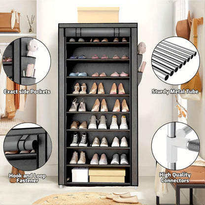 Multi-Tier Fabric Shoe Cabinet with Tool-Free Assembly for Entryway detail image - detail view 24