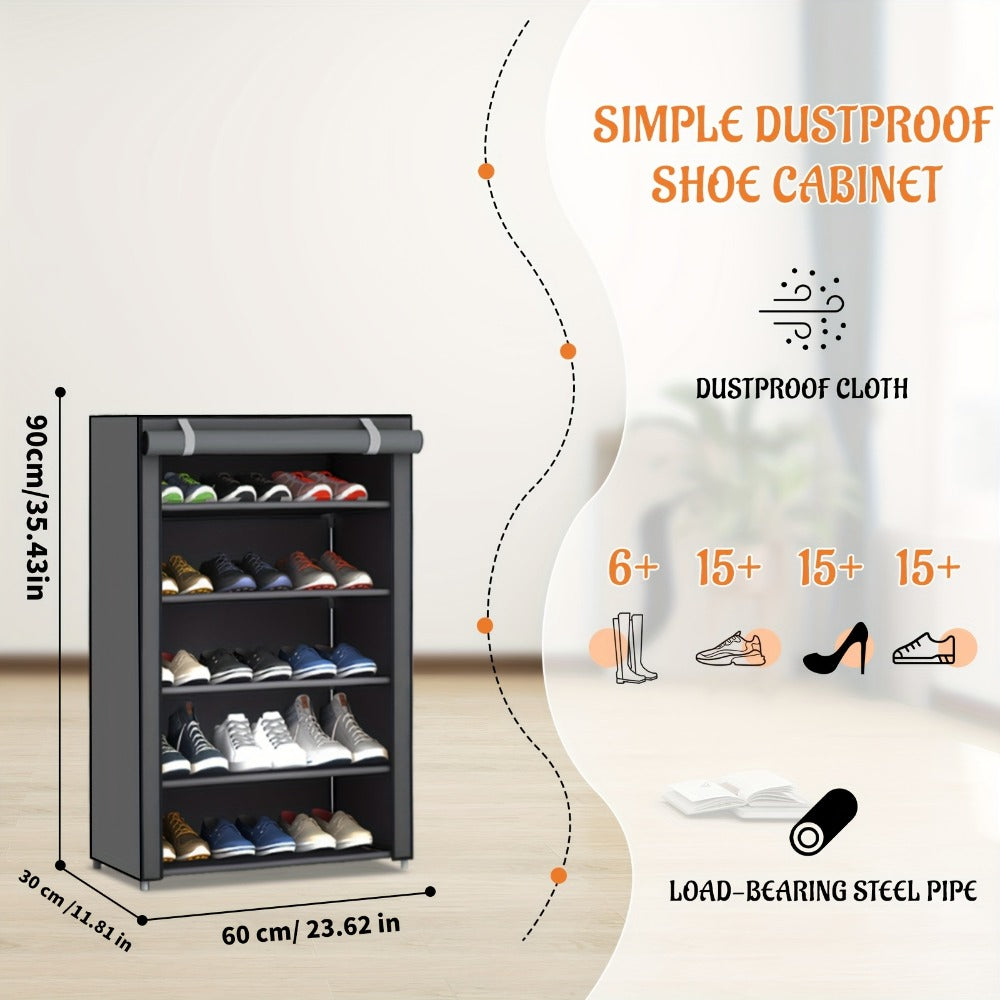 Multi-Tier Fabric Shoe Cabinet with Tool-Free Assembly for Entryway detail image - detail view 28