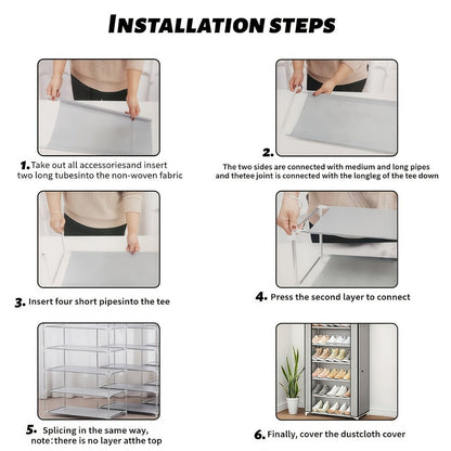 Multi-Tier Fabric Shoe Cabinet with Tool-Free Assembly for Entryway detail image - detail view 29