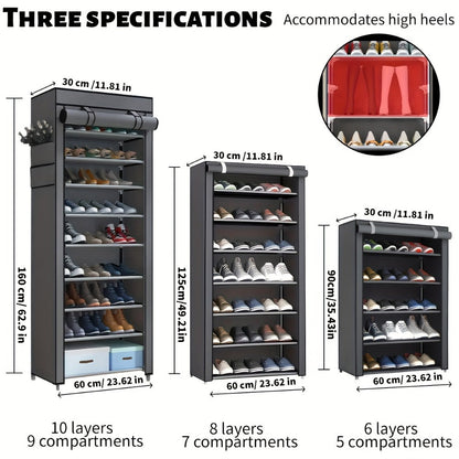 Multi-Tier Fabric Shoe Cabinet with Tool-Free Assembly for Entryway detail image - detail view 4
