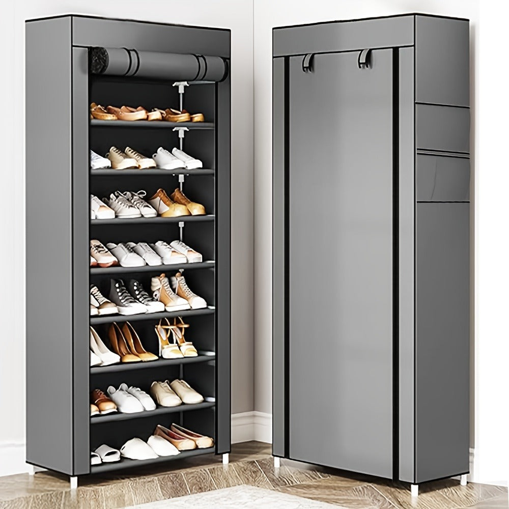 Shoe Cabinet, Covered 6/8/10 Tier Nonwoven Fabric Shoe Organizer for 27-35 Pairs, Portable shown in the main product view