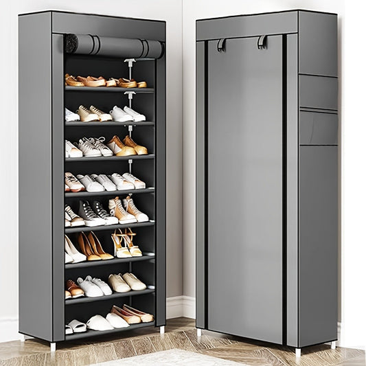 Shoe Cabinet, Covered 6/8/10 Tier Nonwoven Fabric Shoe Organizer for 27-35 Pairs, Portable shown in the main product view