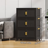 48CM/19" 3-layer black (magnetic door + foldable + casters)