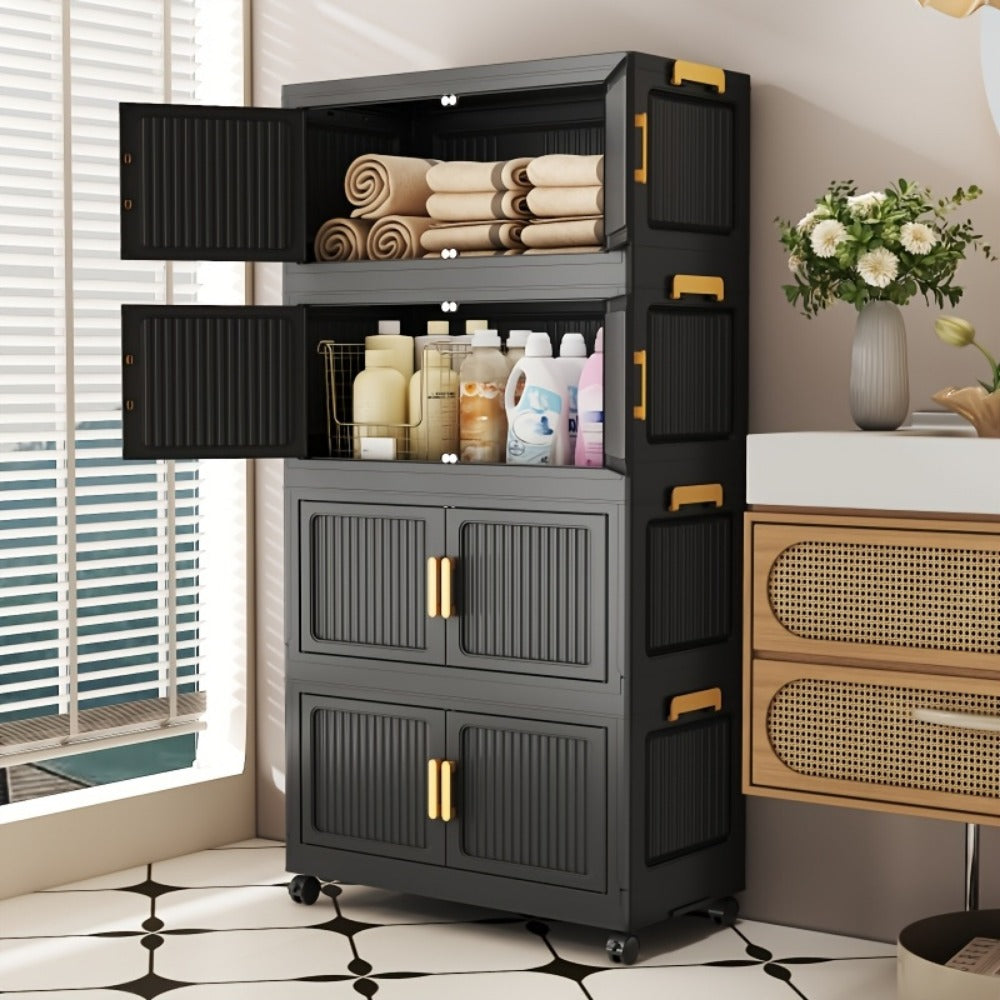 Multi-Tier Foldable Kitchen Pantry Cabinet with Stackable Design and Dustproof Cover detail image - detail view 10