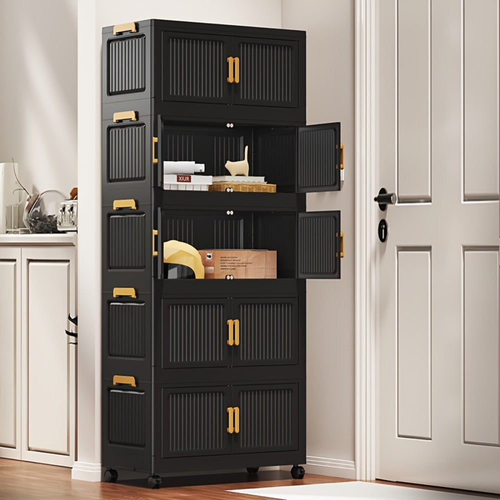 Multi-Tier Foldable Kitchen Pantry Cabinet with Stackable Design and Dustproof Cover detail image - detail view 12