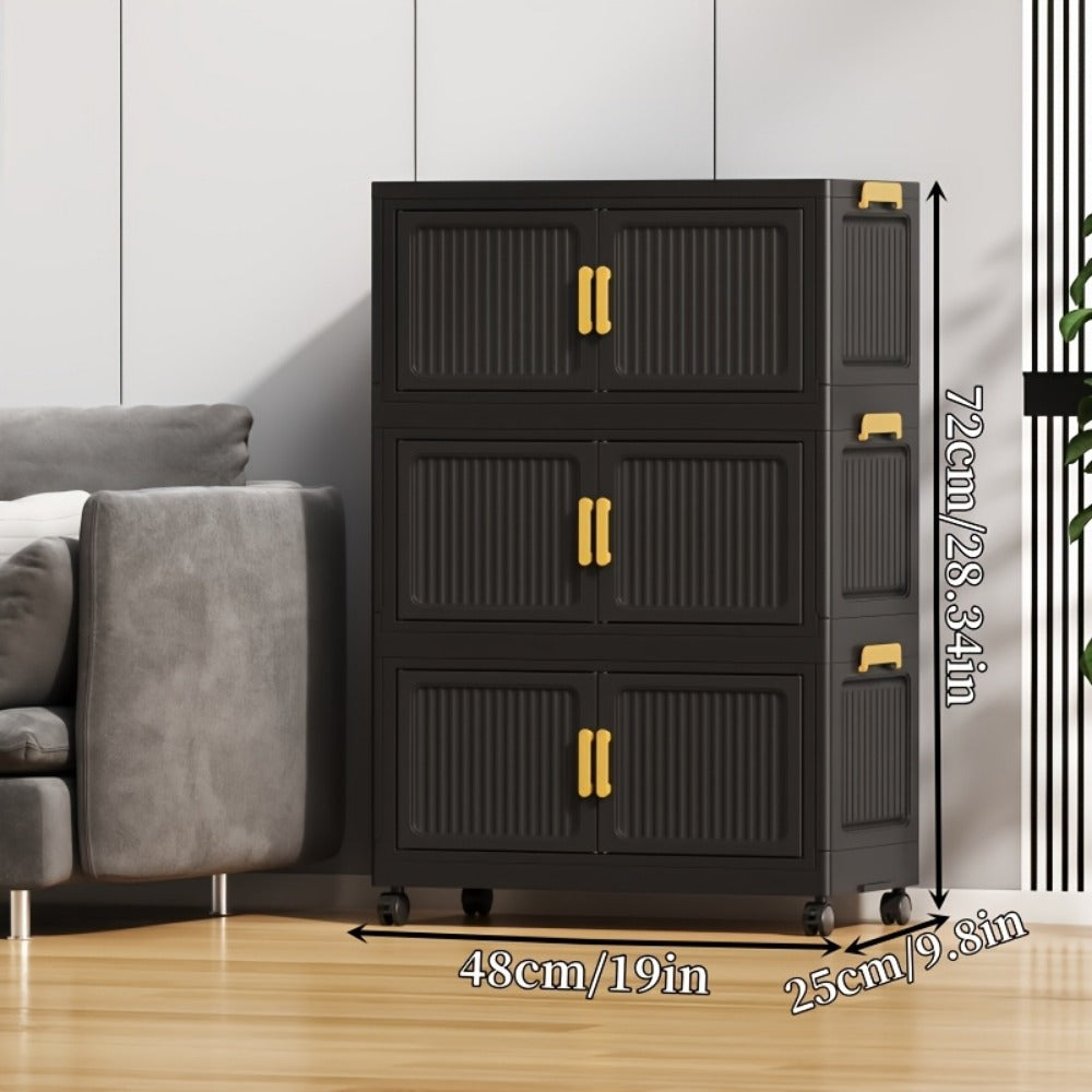 Multi-Tier Foldable Kitchen Pantry Cabinet with Stackable Design and Dustproof Cover detail image - detail view 3