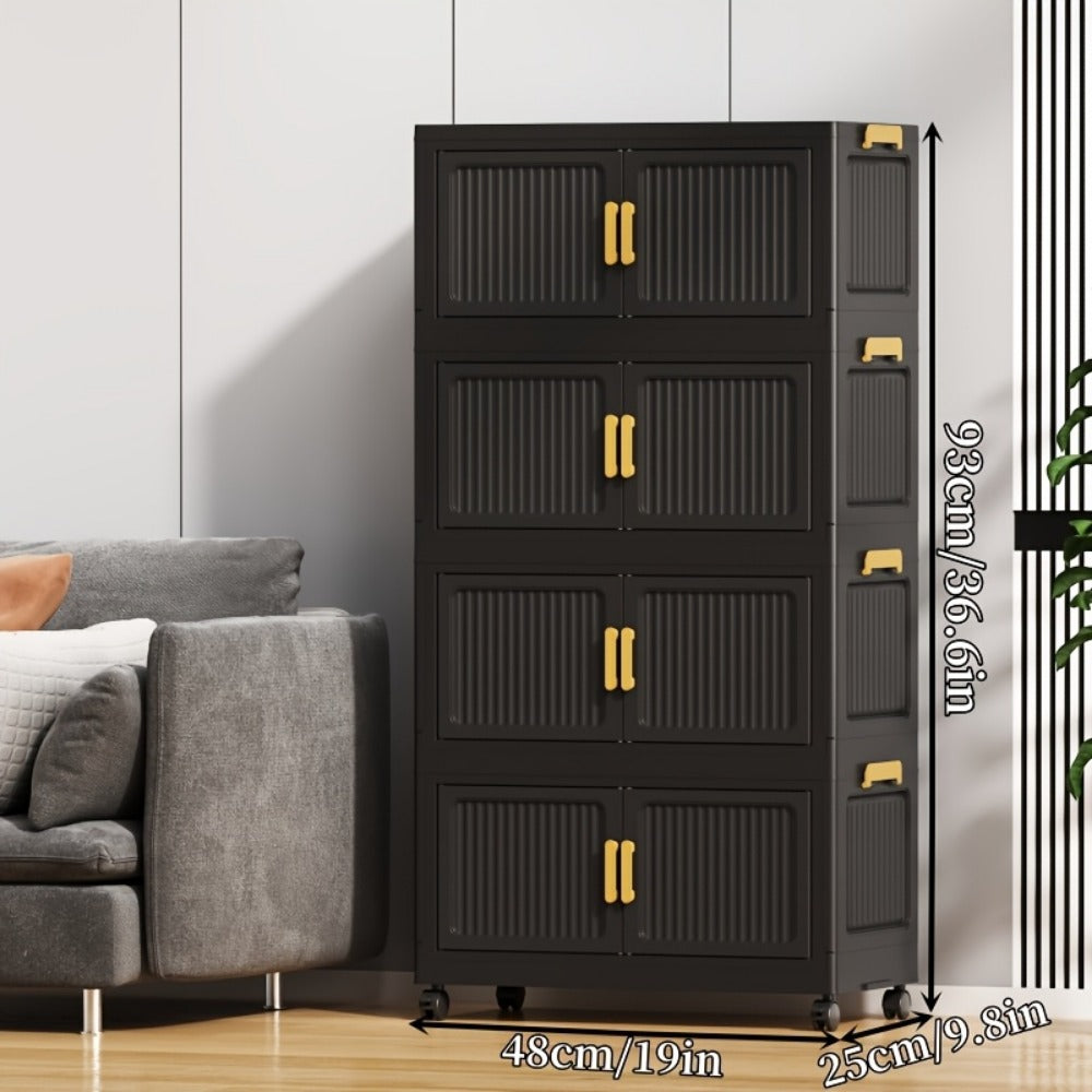 Multi-Tier Foldable Kitchen Pantry Cabinet with Stackable Design and Dustproof Cover detail image - detail view 4
