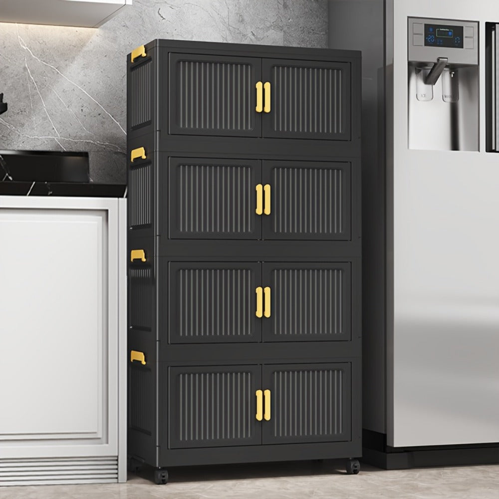 Storage Cabinet, Foldable 3/4/5 Tier Stackable Plastic Boxes with Lids & Casters, Portable shown in the main product view