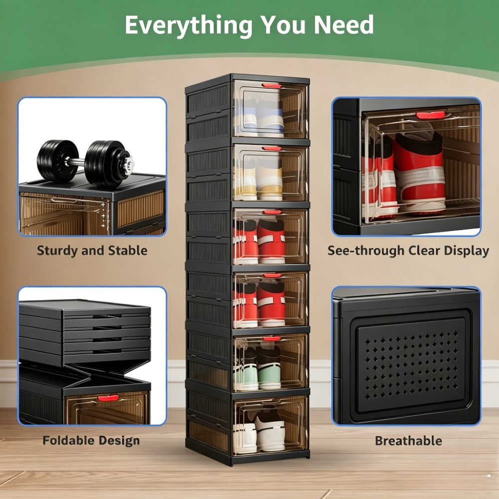 Multi-Tier Foldable Shoe Cabinet with Secure Lid, Covered Shoe Storage detail image - detail view 10