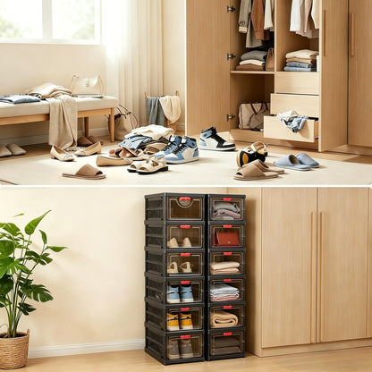 Multi-Tier Foldable Shoe Cabinet with Secure Lid, Covered Shoe Storage detail image - detail view 11