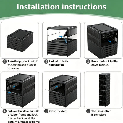 Multi-Tier Foldable Shoe Cabinet with Secure Lid, Covered Shoe Storage detail image - detail view 12