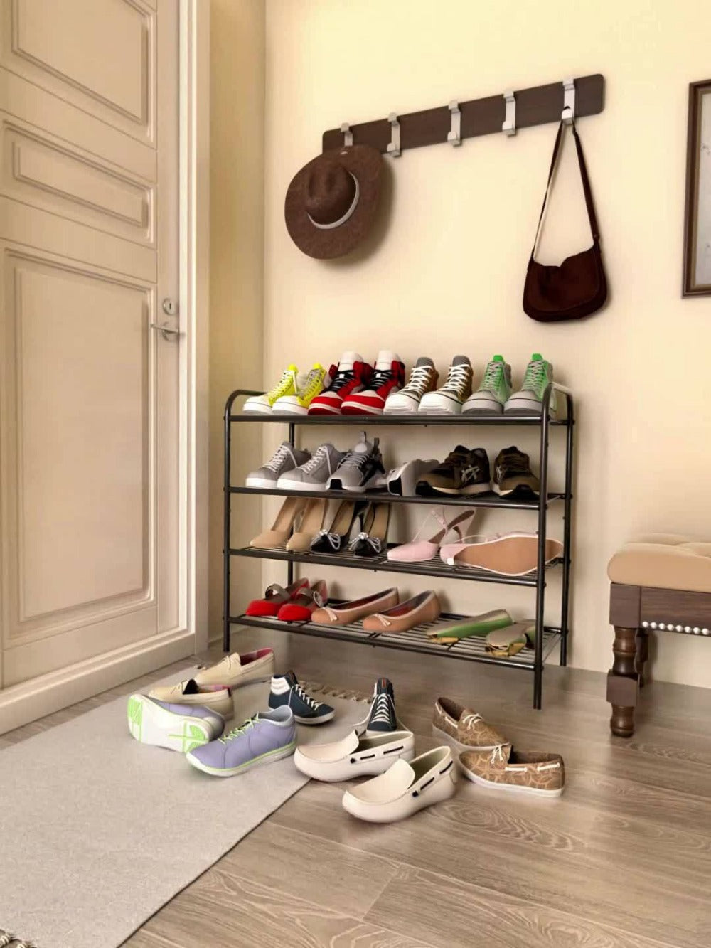 Multi-Tier Foldable Shoe Cabinet with Secure Lid, Covered Shoe Storage detail image - detail view 14