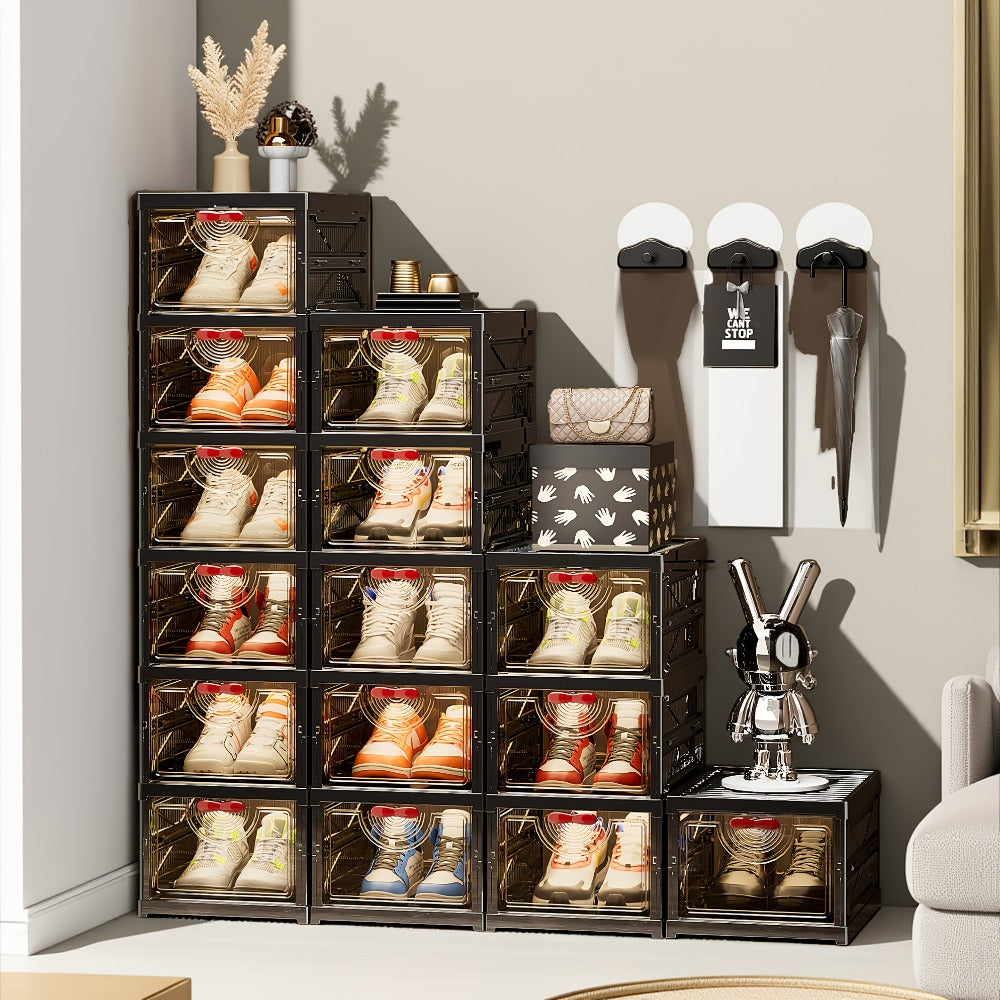 Multi-Tier Foldable Shoe Cabinet with Secure Lid, Covered Shoe Storage detail image - detail view 16