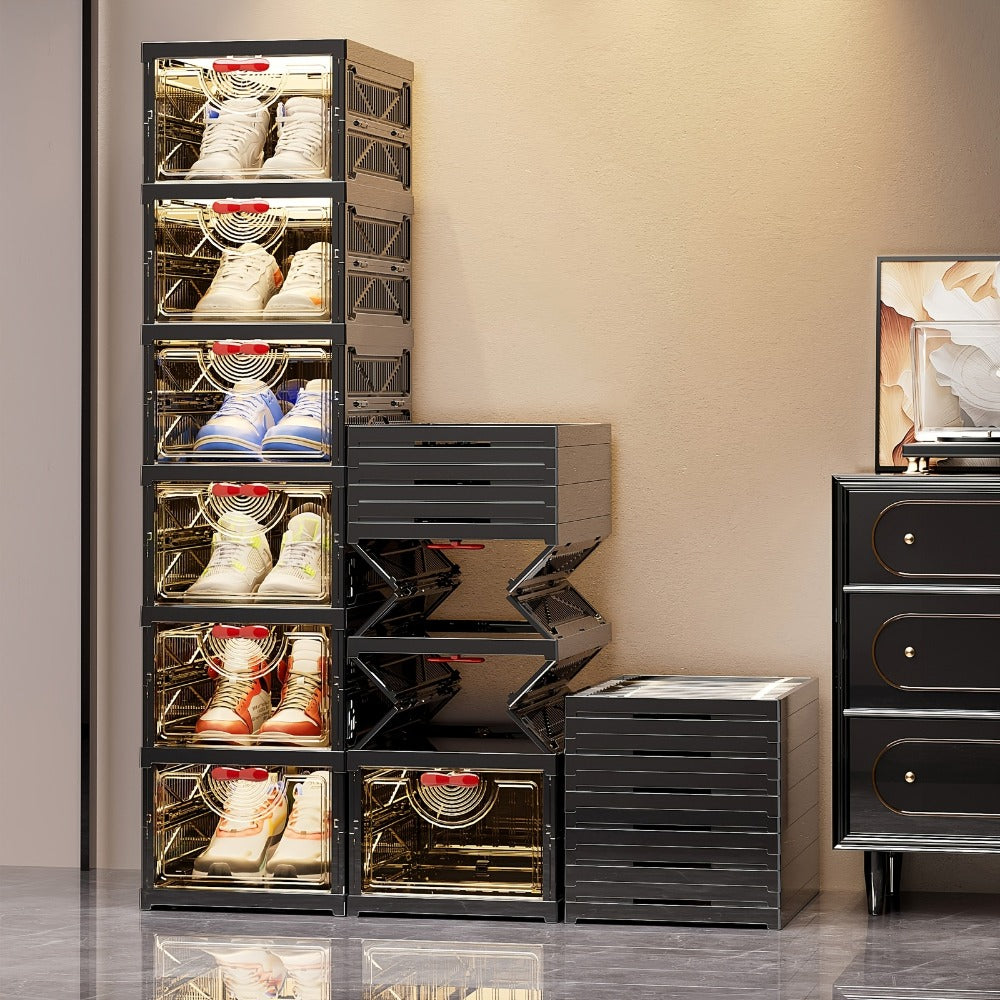 Multi-Tier Foldable Shoe Cabinet with Secure Lid, Covered Shoe Storage detail image - detail view 17