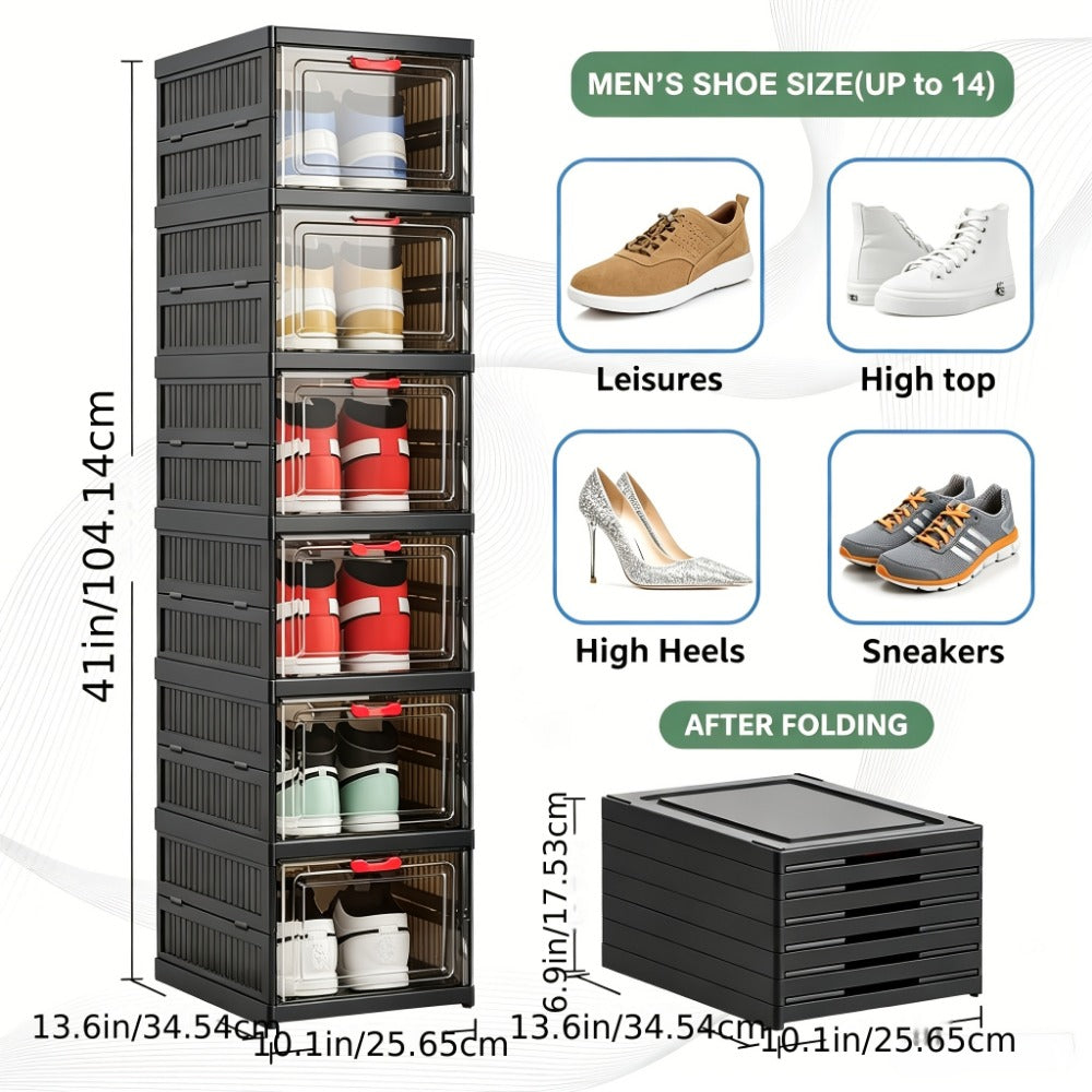 Multi-Tier Foldable Shoe Cabinet with Secure Lid, Covered Shoe Storage detail image