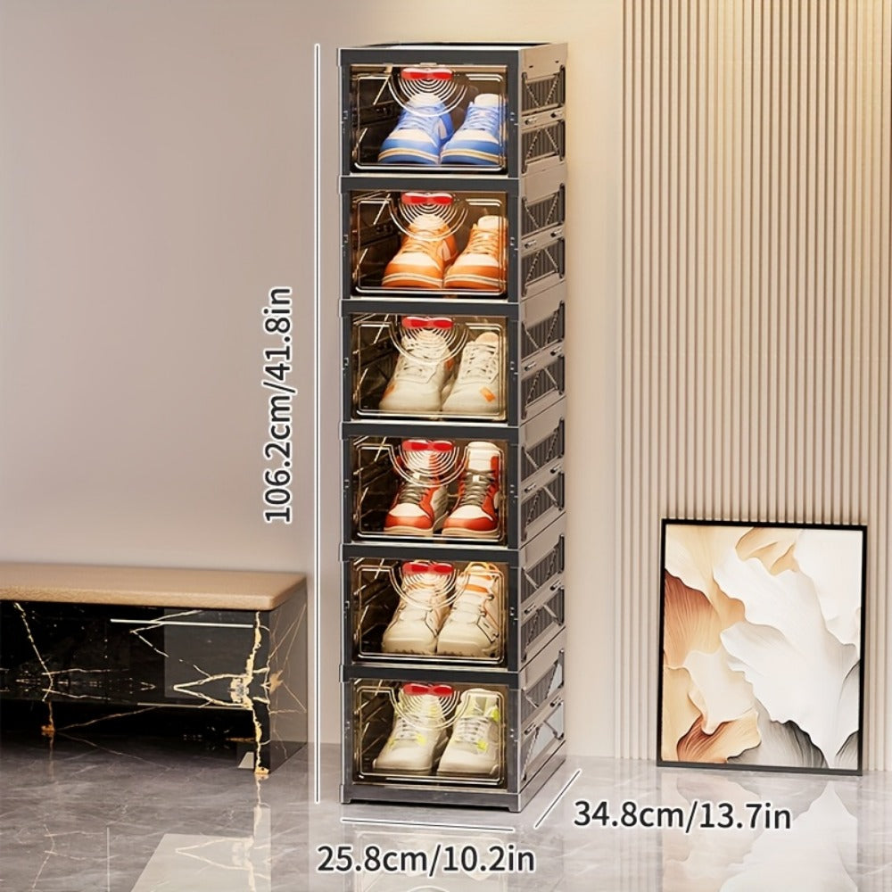 Multi-Tier Foldable Shoe Cabinet with Secure Lid, Covered Shoe Storage detail image - detail view 4