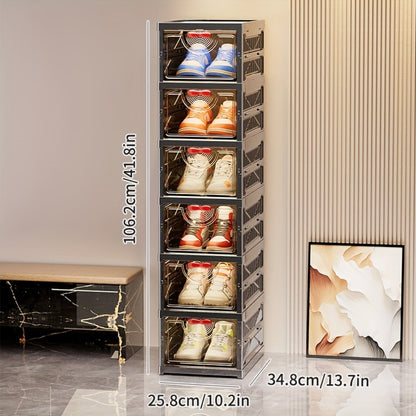 Multi-Tier Foldable Shoe Cabinet with Secure Lid, Covered Shoe Storage detail image - detail view 4