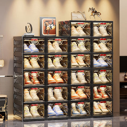 Multi-Tier Foldable Shoe Cabinet with Secure Lid, Covered Shoe Storage detail image - detail view 5