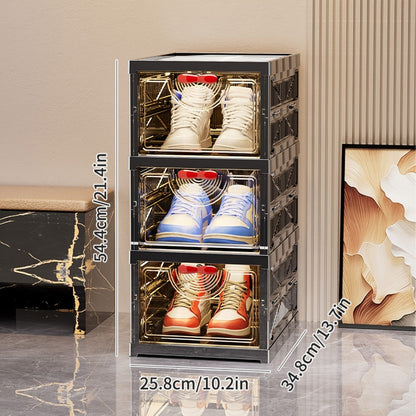 Multi-Tier Foldable Shoe Cabinet with Secure Lid, Covered Shoe Storage detail image - detail view 6