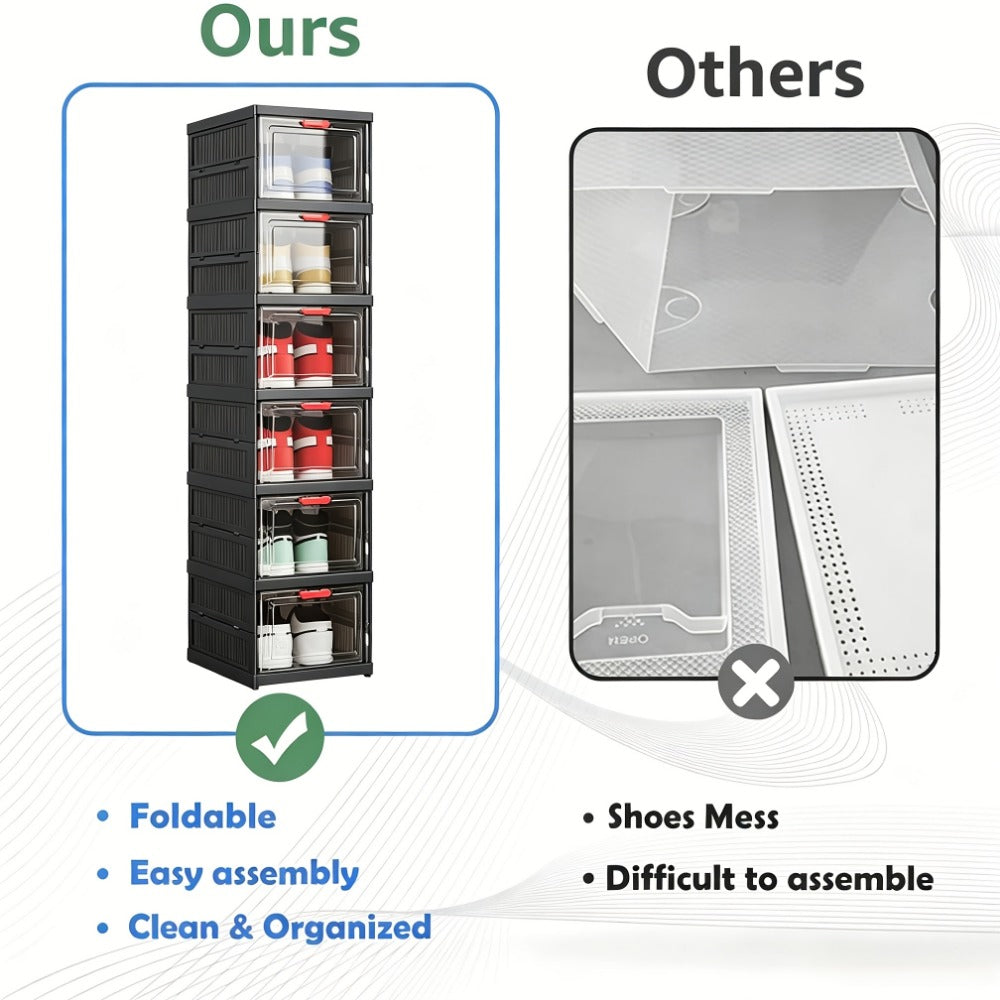 Multi-Tier Foldable Shoe Cabinet with Secure Lid, Covered Shoe Storage detail image - detail view 7
