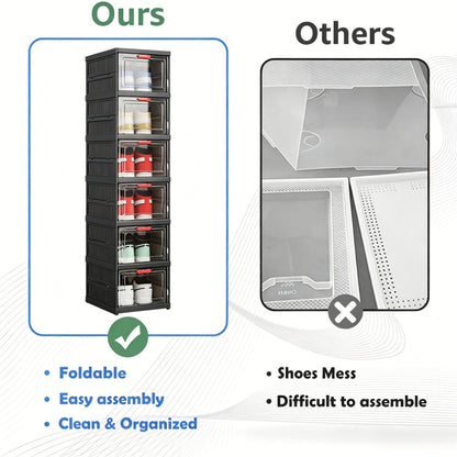 Multi-Tier Foldable Shoe Cabinet with Secure Lid, Covered Shoe Storage detail image - detail view 7
