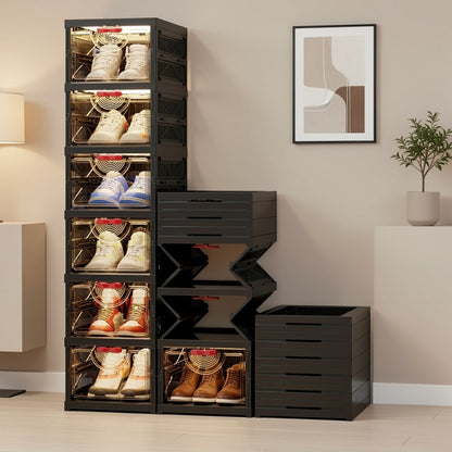 Multi-Tier Foldable Shoe Cabinet with Secure Lid, Covered Shoe Storage detail image - detail view 8