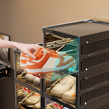 Multi-Tier Foldable Shoe Cabinet with Secure Lid, Covered Shoe Storage detail image - detail view 9