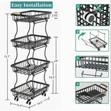 4-layer floor-standing removable fruit and vegetable basket