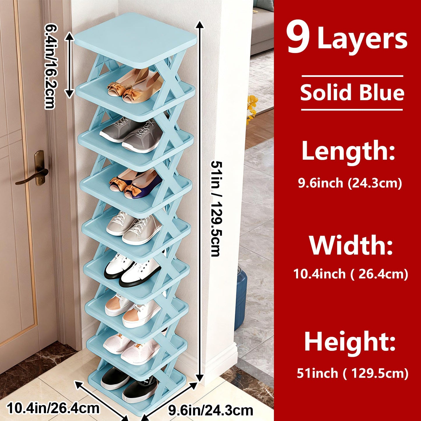 Shoe Rack shown in the Blue option