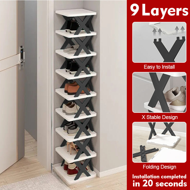 Multi-Tier Narrow Shoe Rack with Stackable Design and Tool-Free Assembly for Entryway detail image - detail view 12