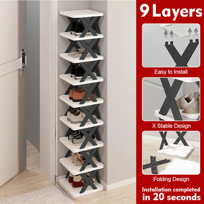 Multi-Tier Narrow Shoe Rack with Stackable Design and Tool-Free Assembly for Entryway detail image - detail view 12