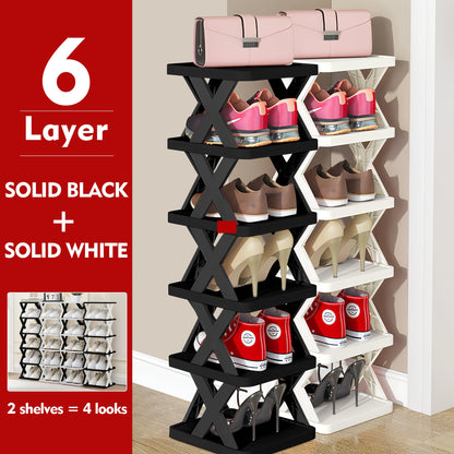 Multi-Tier Narrow Shoe Rack with Stackable Design and Tool-Free Assembly for Entryway detail image - detail view 23