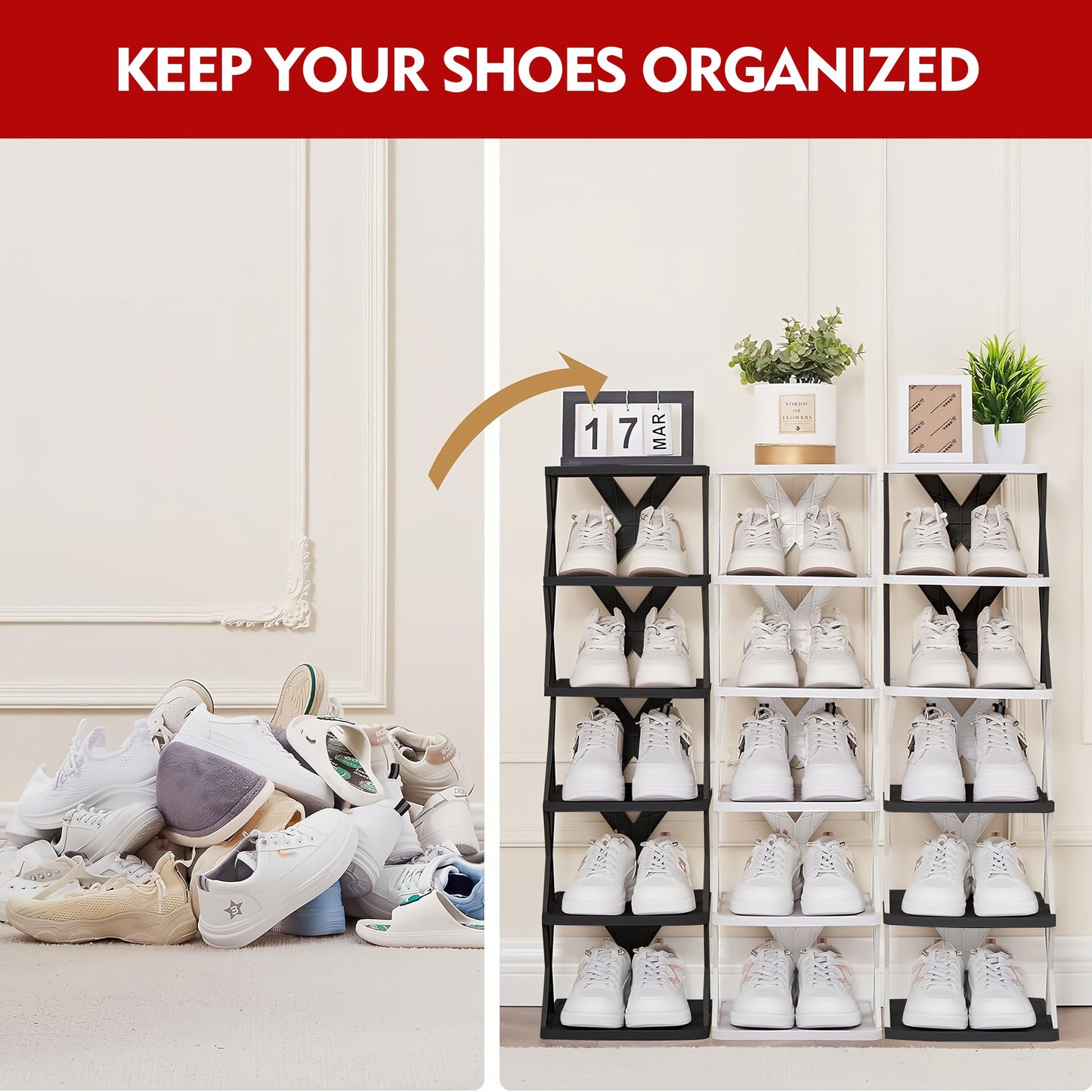 Multi-Tier Narrow Shoe Rack with Stackable Design and Tool-Free Assembly for Entryway detail image - detail view 26