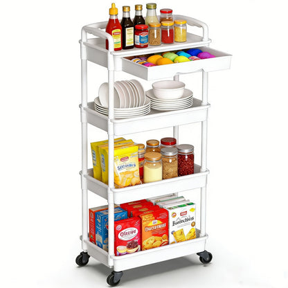 Multi-Tier Plastic Rolling Storage Cart with Storage Drawers for Living Room detail image - detail view 23