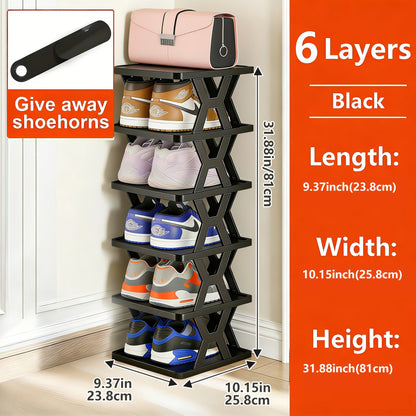Shoe Organizer shown in the Black 6 layers option