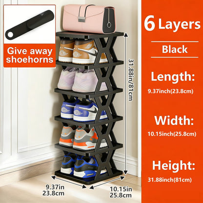 Multi-Tier Plastic Shoe Organizer with Stackable Design and Tool-Free Assembly detail image - detail view 5
