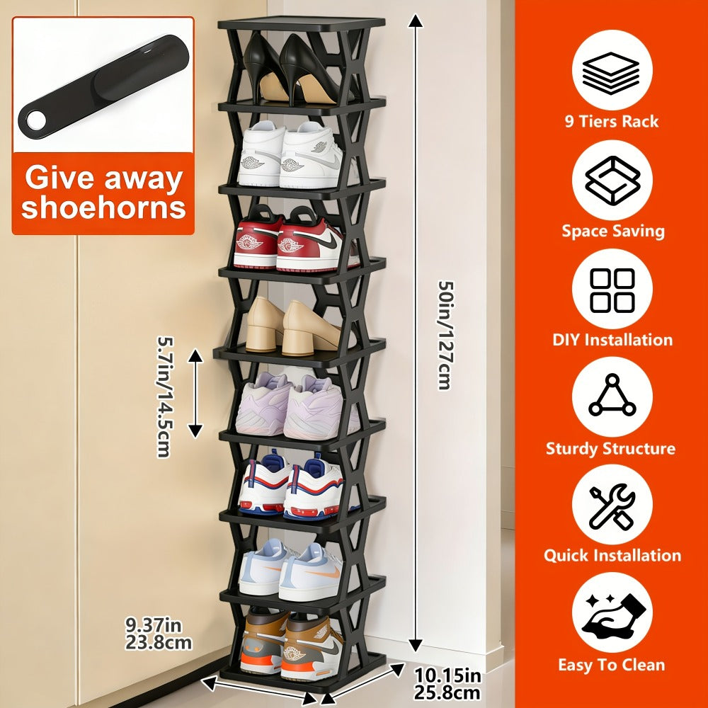Multi-Tier Plastic Shoe Organizer with Stackable Design and Tool-Free Assembly detail image - detail view 6
