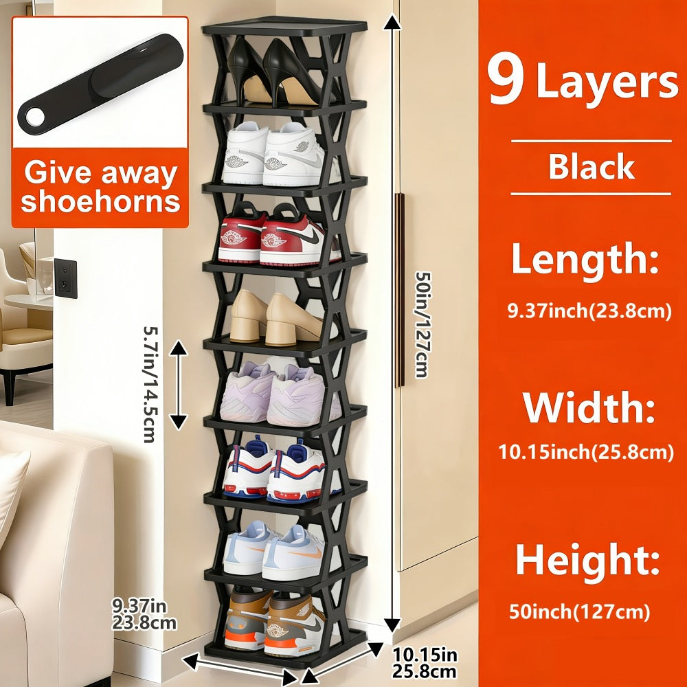 Multi-Tier Plastic Shoe Organizer with Stackable Design and Tool-Free Assembly detail image - detail view 8