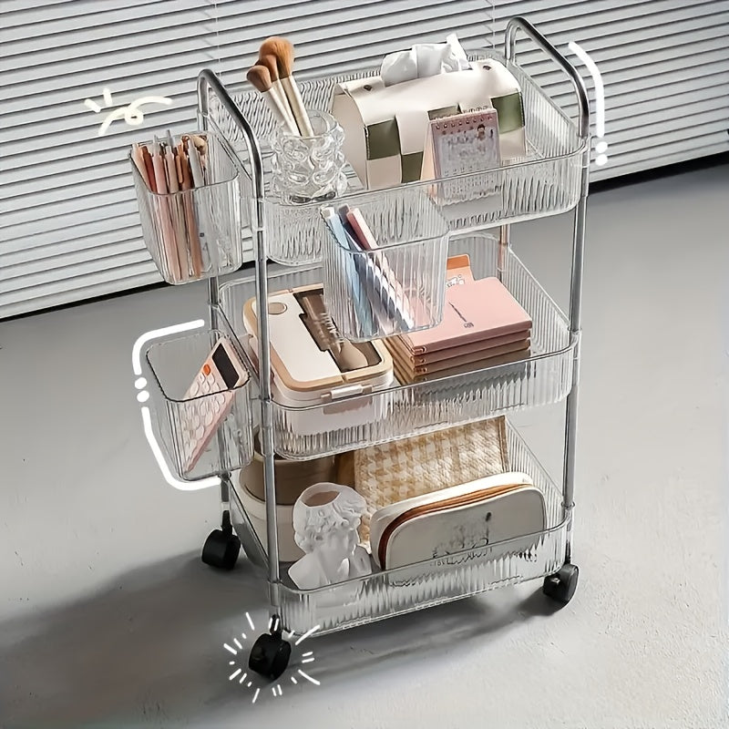 Storage Cart shown in the 3 Layers + 4 Hanging Baskets option