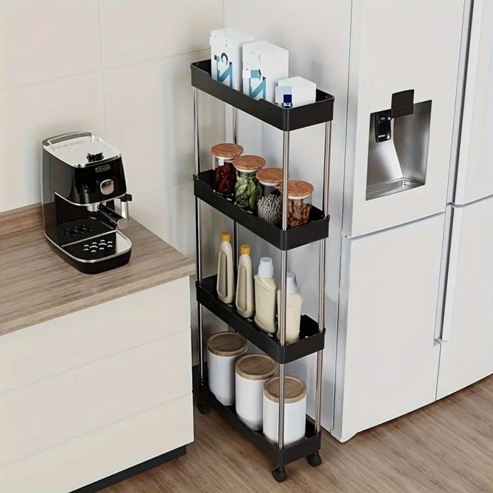 Multi-Tier Slim Storage Cart with Adjustable Shelves and Rolling Wheels detail image - detail view 7