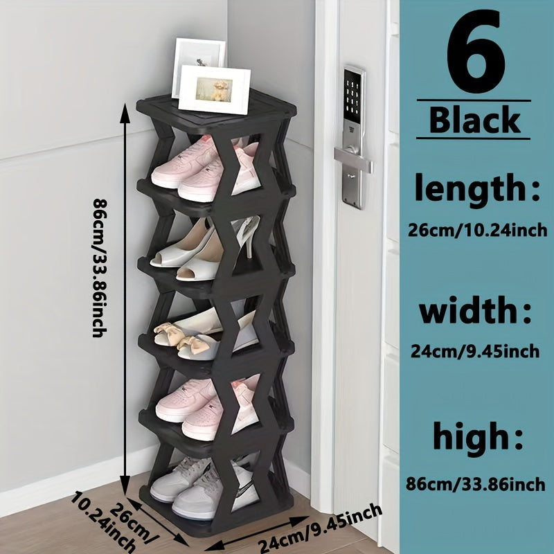 Shoe Rack shown in the 【Black Single Row】6 Layers option