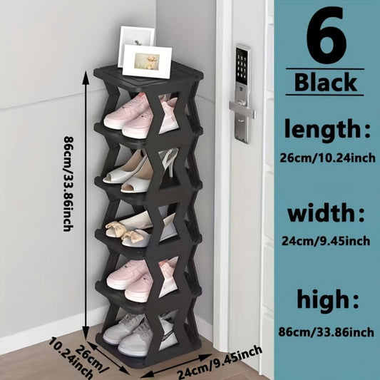 Shoe Rack, Removable Folding Narrow 6/9 Tier Single Row Space Saving for Entryway Hallway shown in the main product view