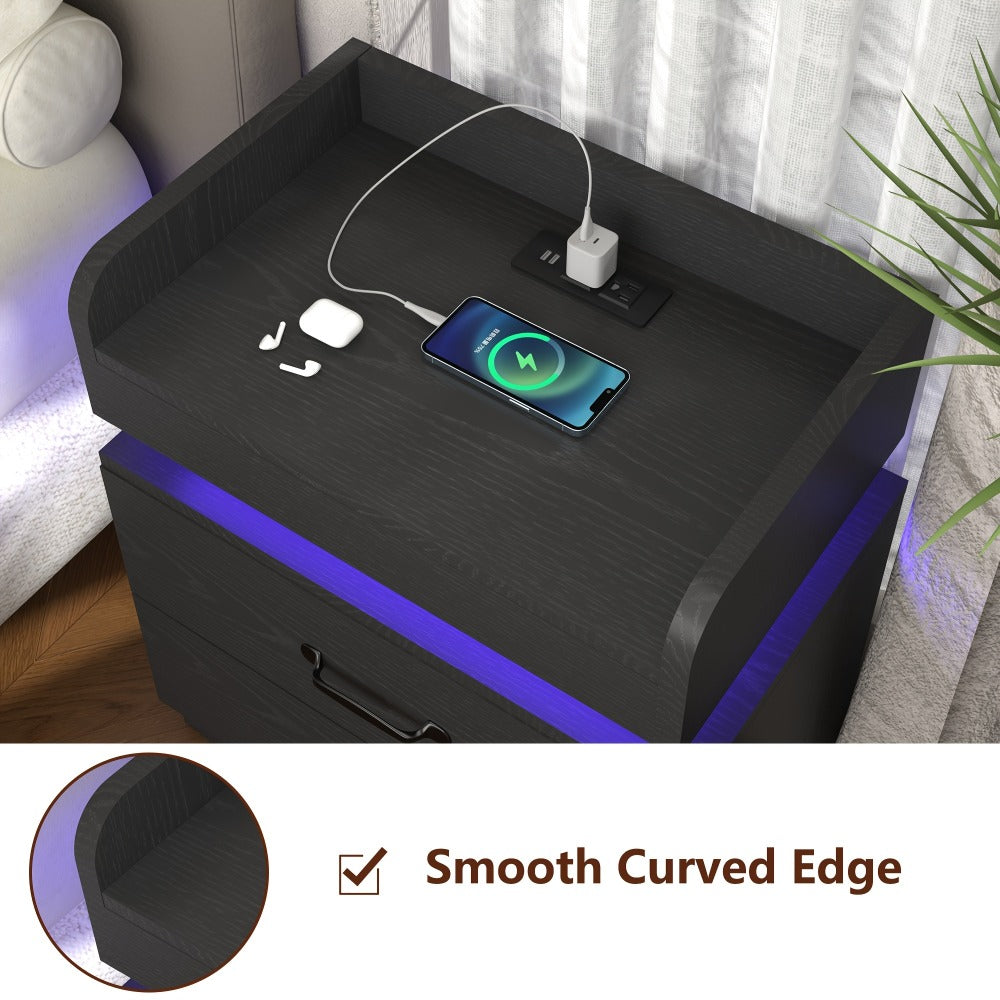 Narrow Nightstand with Charging Station and Side Table for Bedroom detail image - detail view 12