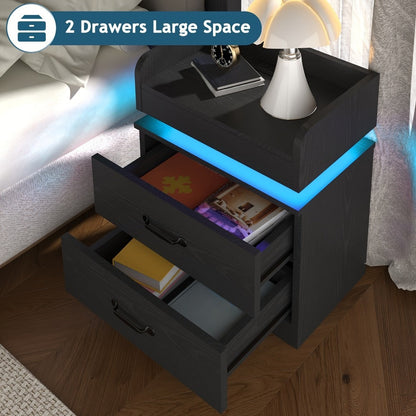 Narrow Nightstand with Charging Station and Side Table for Bedroom detail image
