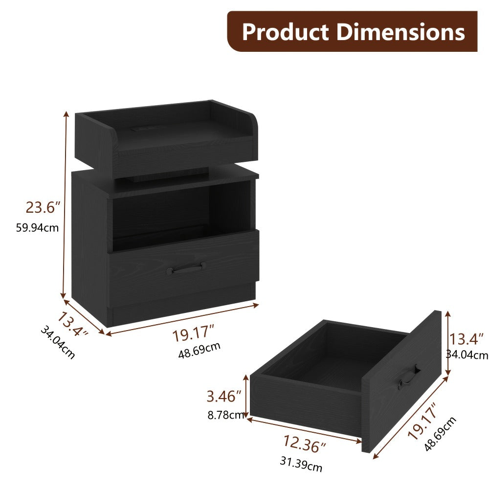 Narrow Nightstand with Charging Station and Side Table for Bedroom detail image - detail view 9