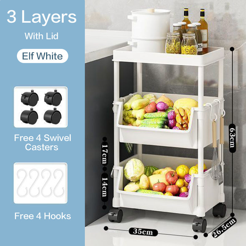 Narrow Rolling Carts And Storage Organizers with Locking Wheels and Secure Lid detail image - detail view 5
