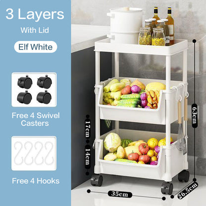 Narrow Rolling Carts And Storage Organizers with Locking Wheels and Secure Lid detail image - detail view 5