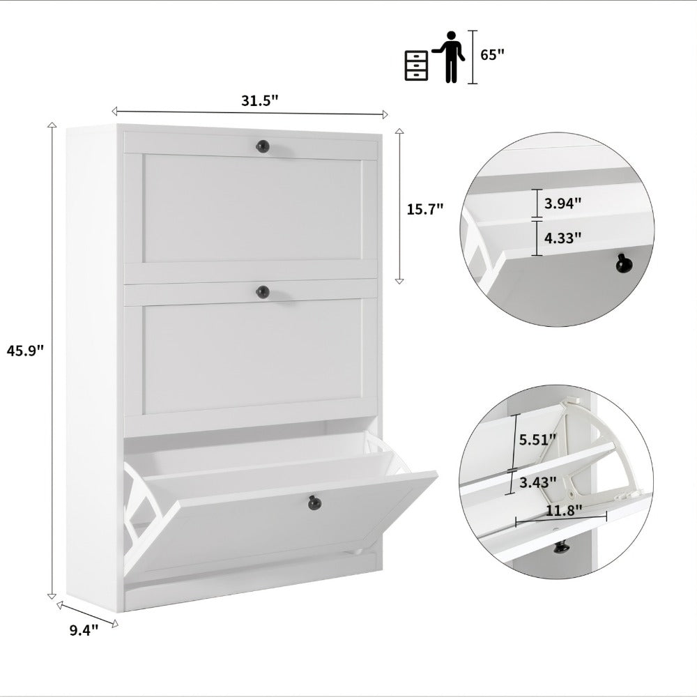 Narrow Shoe Cabinets And Shoe Storage with Hidden Storage for Entryway detail image - detail view 4