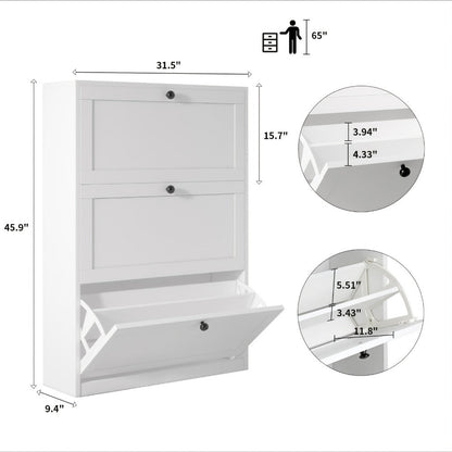 Narrow Shoe Cabinets And Shoe Storage with Hidden Storage for Entryway detail image - detail view 4