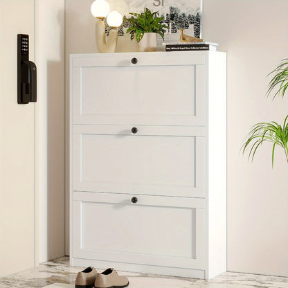 Shoe Cabinets and Shoe Storage, Shoe Cabinet with Flip Drawers & Adjustable Shelf - Narrow shown in the main product view